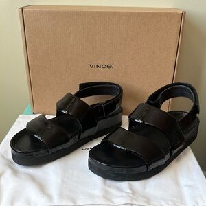 Vince Glossy Black Platform Sandals